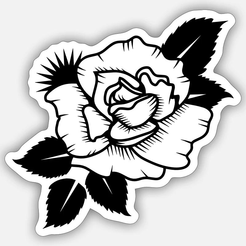 gezeichnete Rose - Sticker Größe S (10 x 10 cm) - Mattweiß