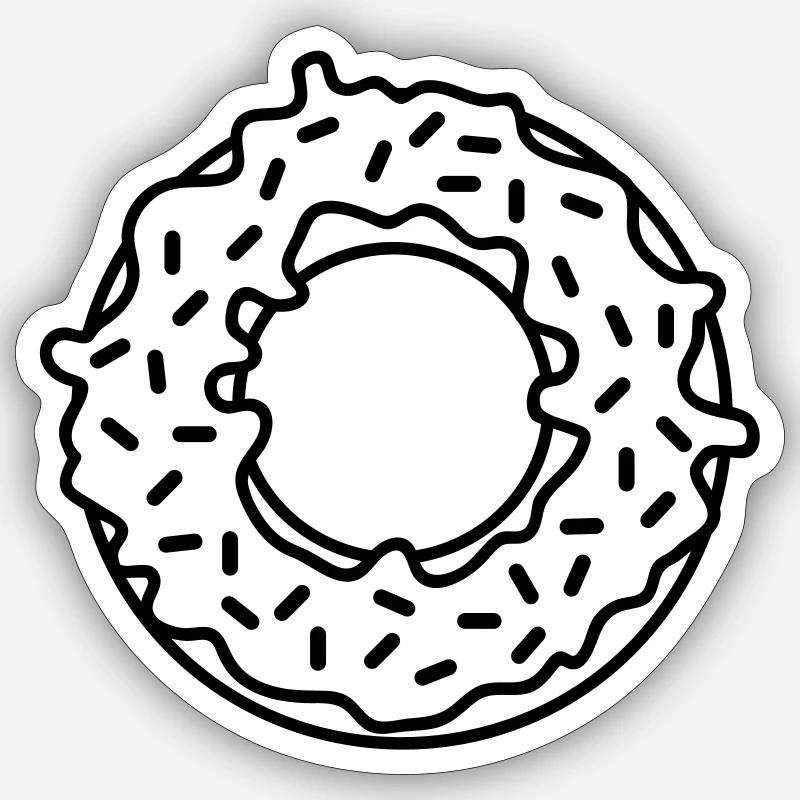 essen donut hunger lecker dick fett diaet comic ca - Sticker Größe S (10 x 10 cm) - Mattweiß