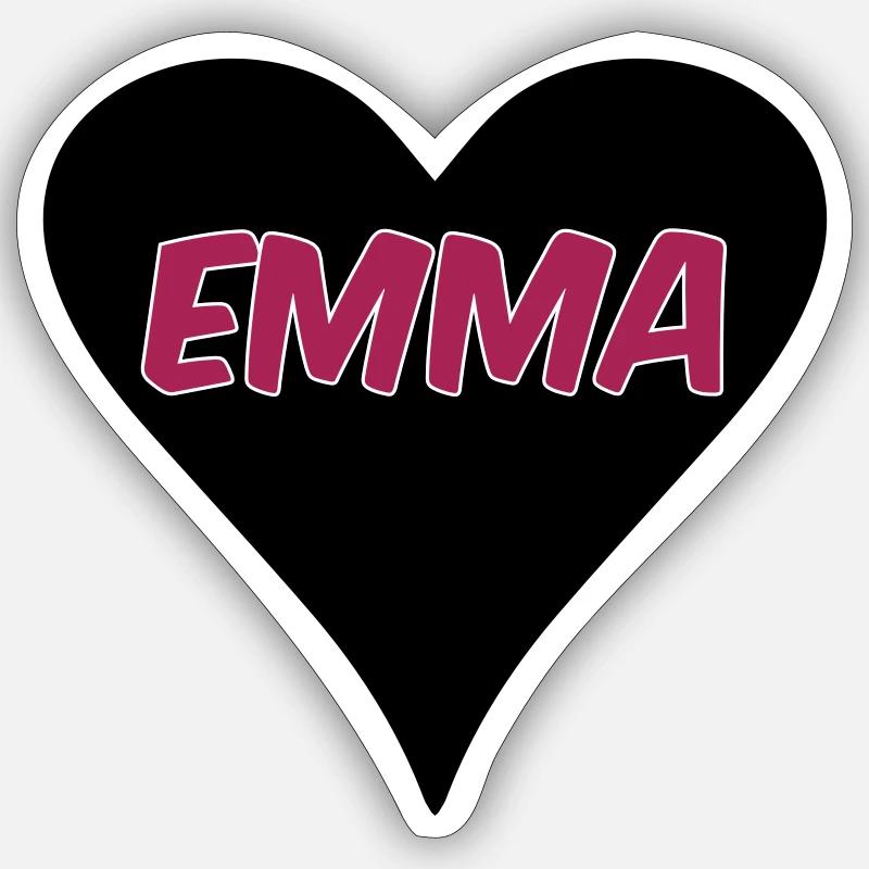 Liebe Emma Herz Geschenk - Sticker Größe S (10 x 10 cm) - Mattweiß