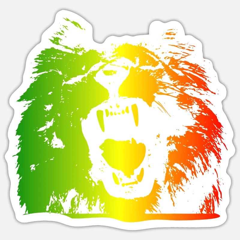 lion rasta - Sticker taille S (10 x 10 cm) - blanc mat