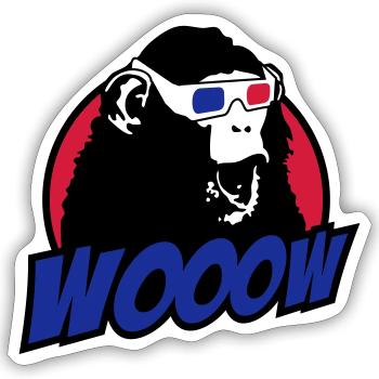 3D Glasses amazed Monkey - Sticker Größe S (10 x 10 cm) - Mattweiß - Vorne