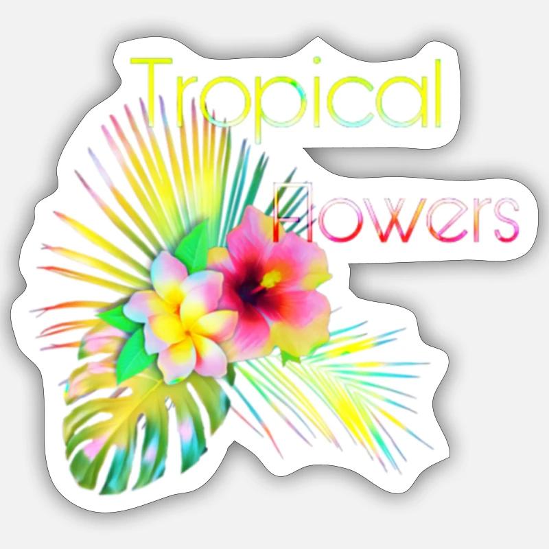 Fleur tropicale - Sticker Größe S (10 x 10 cm) - Mattweiß