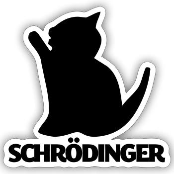 Schrödingers Katze - Sticker Größe S (10 x 10 cm) - Mattweiß - Vorne