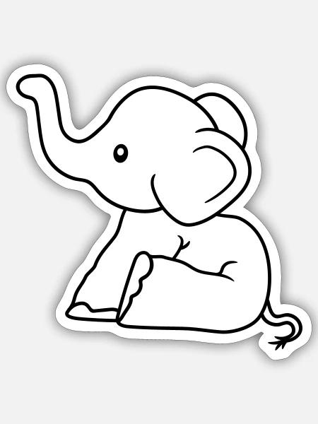 Pequeño elefante sentado dulce becerro bebé bebé clip - Pegatina tamaño S (10 x 10 cm) - blanco mate