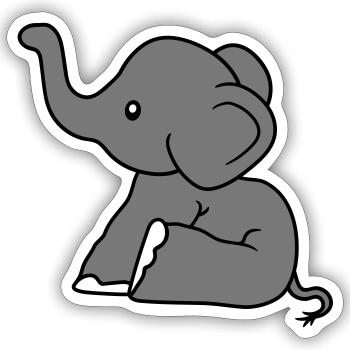 elefant sitzend suess kalb klein kind baby clipart - Sticker Größe S (10 x 10 cm) - Mattweiß - Vorne