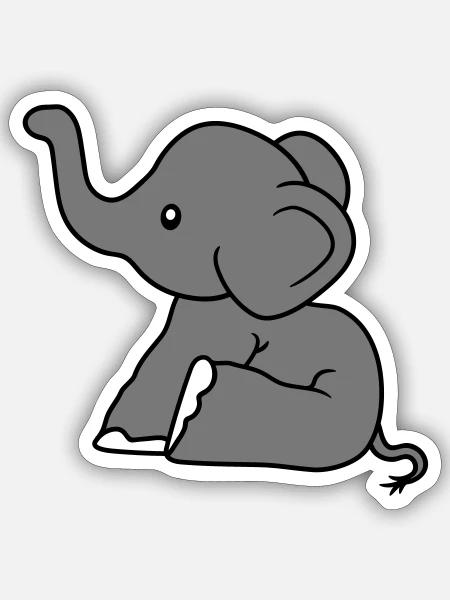 elefant sitzend suess kalb klein kind baby clipart - Sticker Größe S (10 x 10 cm) - Mattweiß