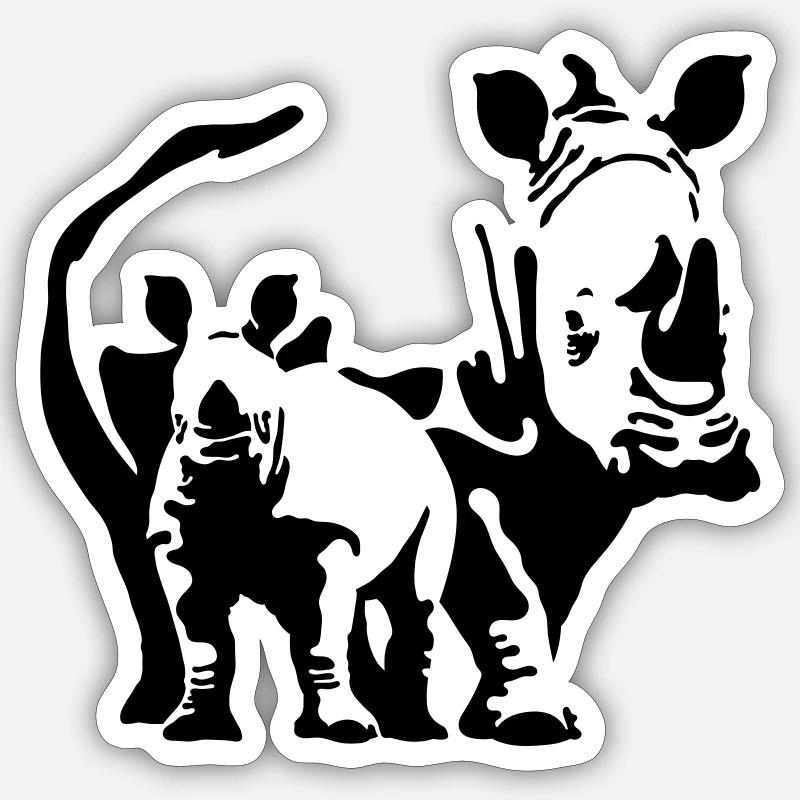 rhino - Sticker size S (10 x 10 cm) - white matte