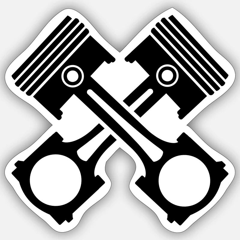 Piston - Sticker taille S (10 x 10 cm) - blanc mat