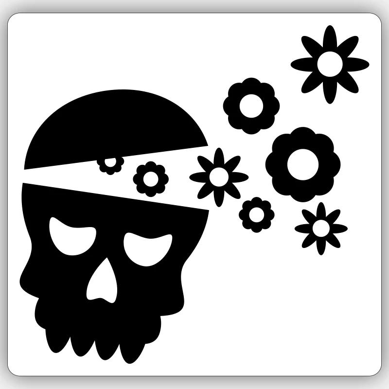 Skull with flowers Sticker size S (10 x 10 cm)
