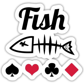 Poker : Fish - Sticker taille S (10 x 10 cm) - blanc mat - Devant