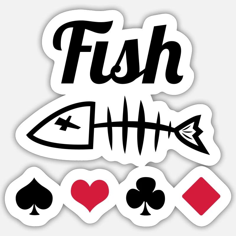 Poker : Fish - Sticker Größe S (10 x 10 cm) - Mattweiß