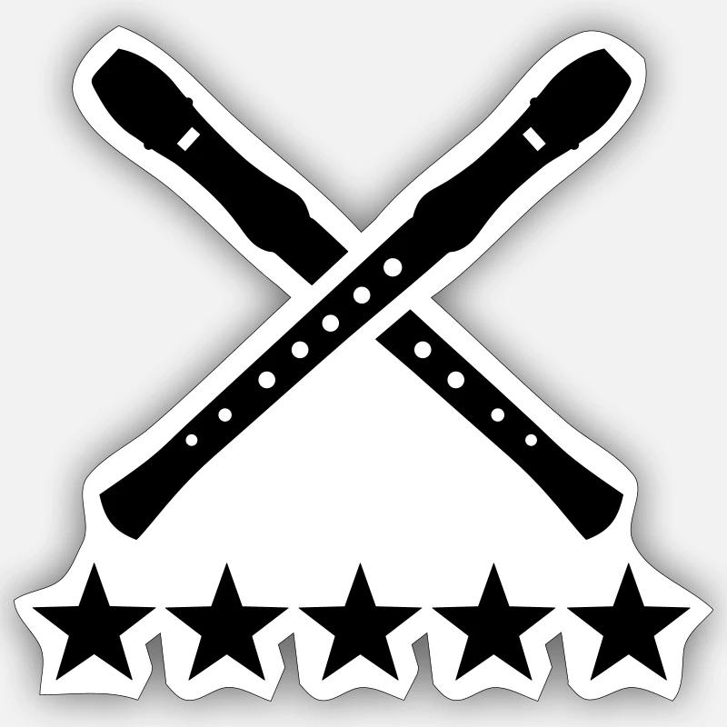 Flûte - Sticker taille S (10 x 10 cm) - blanc mat