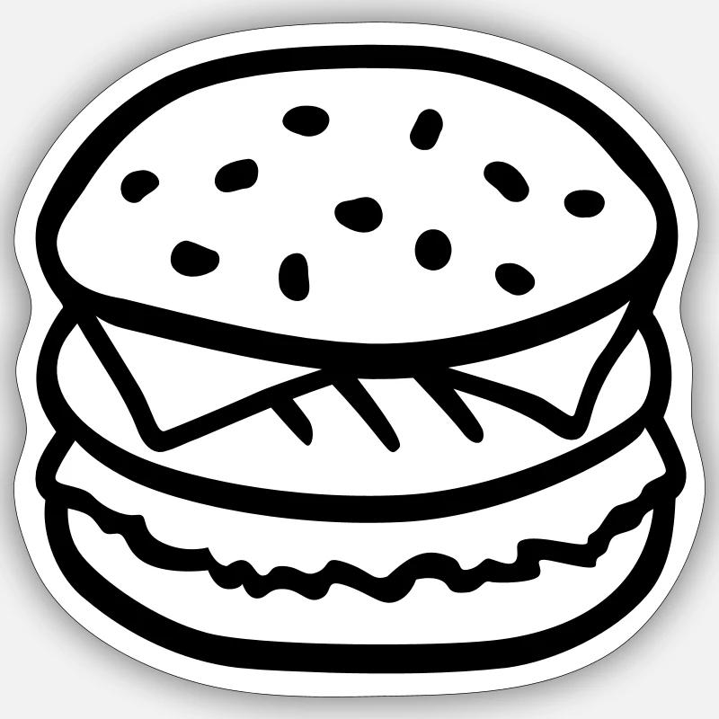 Burger - Sticker taille S (10 x 10 cm) - blanc mat