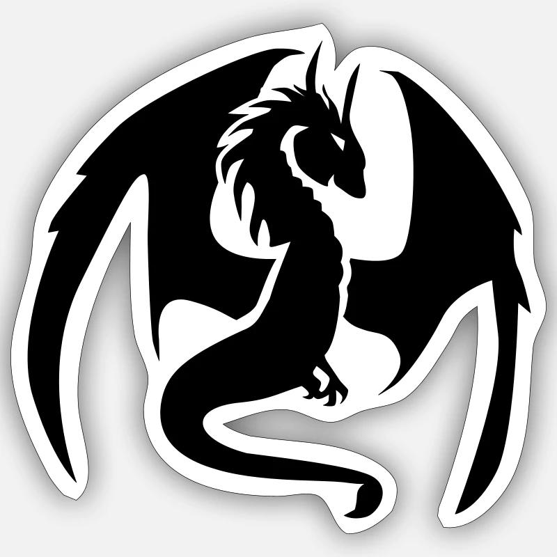Dragon - Sticker taille S (10 x 10 cm) - blanc mat