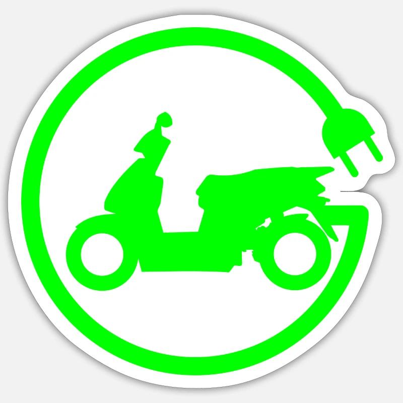 Motorroller Elektro Roller Stecker Grün Sticker Größe S (10 x 10 cm)