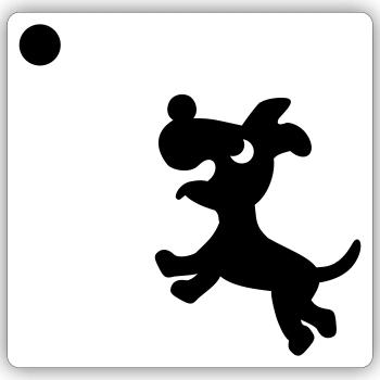 Kleiner Hund mit Ball - Sticker Größe S (10 x 10 cm) - Mattweiß - Vorne