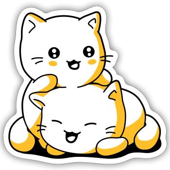 Katze Kätzchen Kawaii - Sticker Größe S (10 x 10 cm) - Mattweiß - Vorne