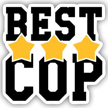 Best Cop ! - Sticker taille S (10 x 10 cm) - blanc mat - Devant