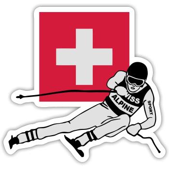 ski - alpine - apres - Schweiz - Sticker taille S (10 x 10 cm) - blanc mat - Devant