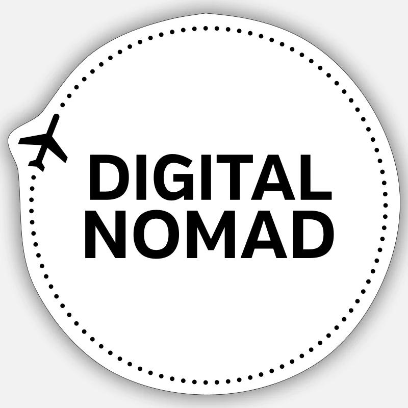 Digital Nomad - Sticker taille S (10 x 10 cm) - blanc mat