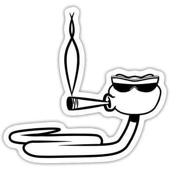 Snake funny sunglasses smoke pot joint - Sticker size S (10 x 10 cm) - white matte - Front