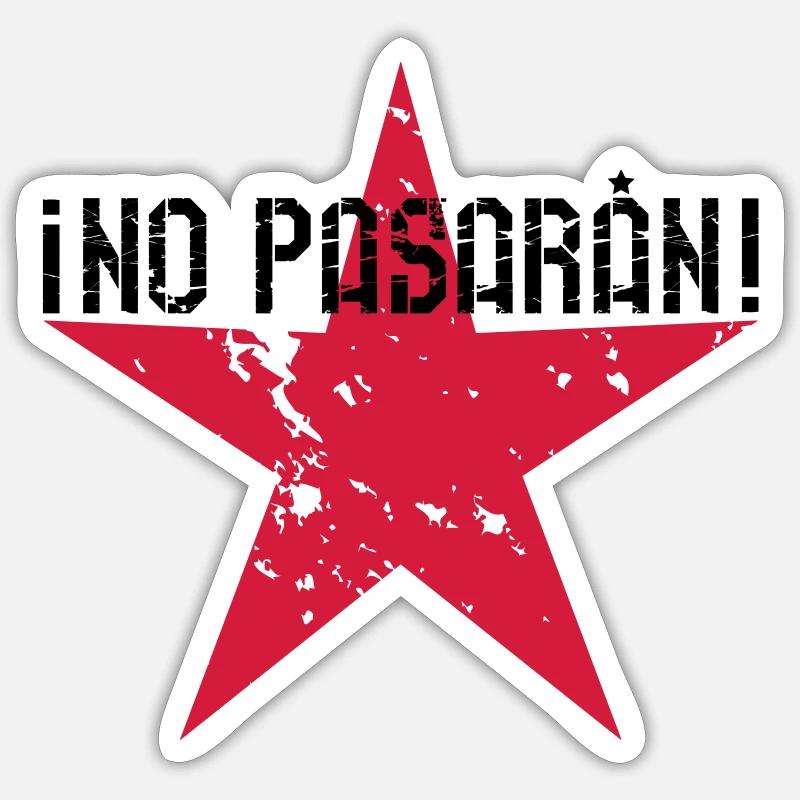 122 No Pasaran Spruch Stern Sticker Größe S (10 x 10 cm)