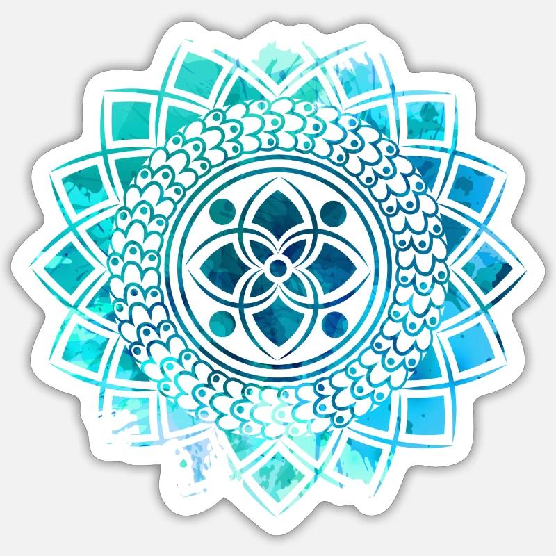 Mandala - Blau - Sticker Größe S (10 x 10 cm) - Mattweiß