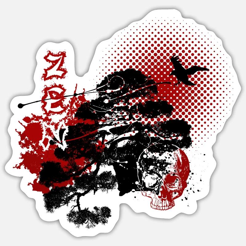 Trash polka ZEN - Sticker taille S (10 x 10 cm) - blanc mat