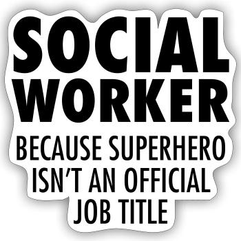 Social Worker - Hero - Sticker Größe S (10 x 10 cm) - Mattweiß - Vorne