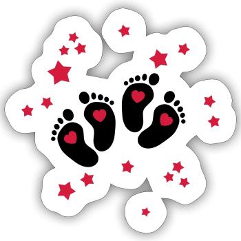 Twins Feet - Zwillings Füße - Sticker Größe S (10 x 10 cm) - Mattweiß - Vorne