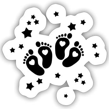 Twins Feet - Zwillings Füße - Sticker Größe S (10 x 10 cm) - Mattweiß - Vorne