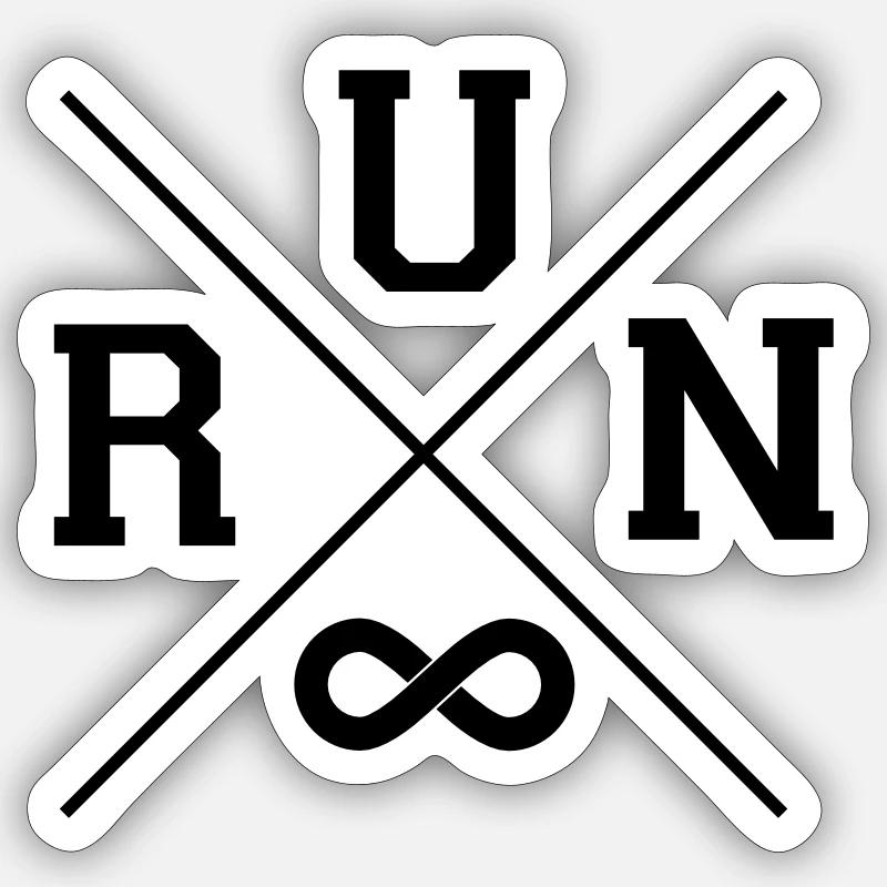Run Forever - Sticker taille S (10 x 10 cm) - blanc mat