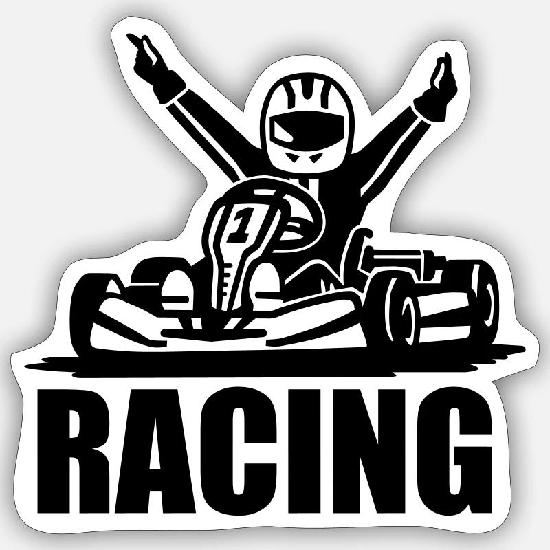 Gokart - Sticker Größe S (10 x 10 cm) - Mattweiß