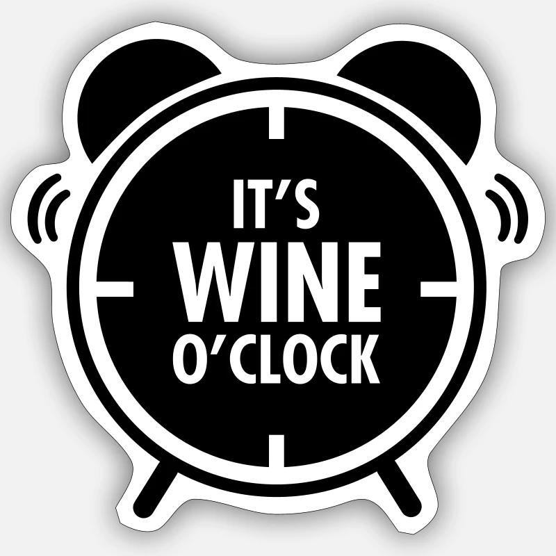 It\'s Wine O\'Clock - Sticker size S (10 x 10 cm) - white matte