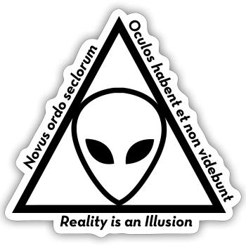 Ovni Ufo Extraterrestre Espace Geek Planète - Sticker taille S (10 x 10 cm) - blanc mat - Devant