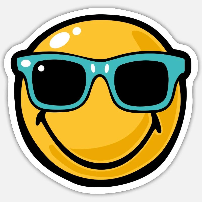 Smiley ray bans - Sticker taille S (10 x 10 cm) - blanc mat