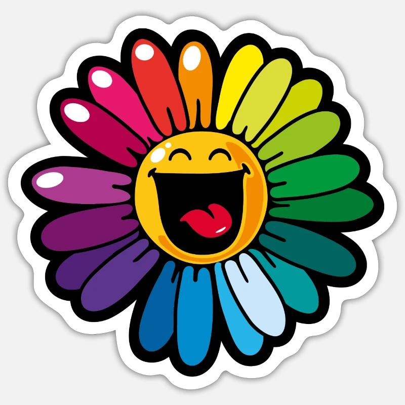 Smiley Colourful Daisy - Sticker Größe S (10 x 10 cm) - Mattweiß