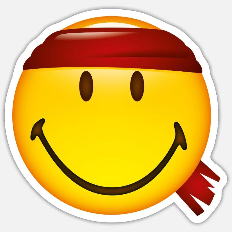Smiley Glossy Fighter - Sticker Größe S (10 x 10 cm) - Mattweiß
