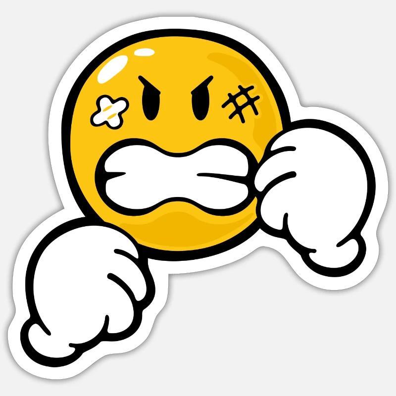Smiley Anger Aggression - Sticker size S (10 x 10 cm) - white matte