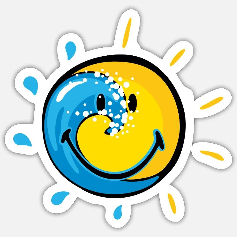 Smiley Splash Sun - Sticker taille S (10 x 10 cm) - blanc mat