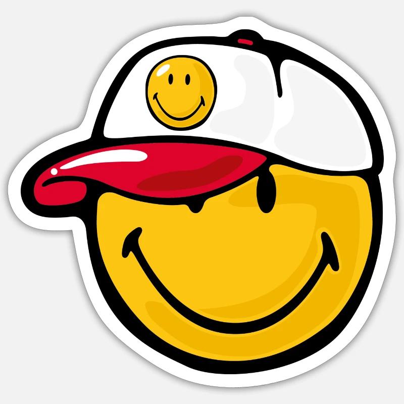 Smiley Lanceur de baseball - Sticker taille S (10 x 10 cm) - blanc mat