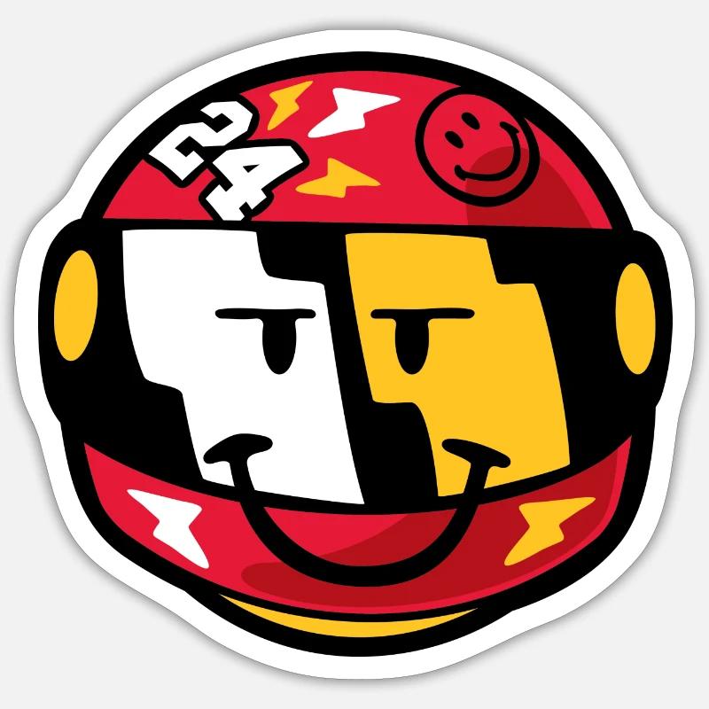 Smiley Nascar Driver - Sticker taille S (10 x 10 cm) - blanc mat