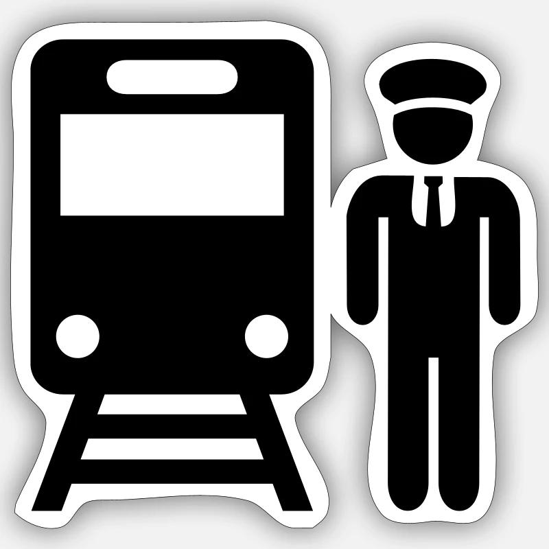 Conducteur de train - Sticker taille S (10 x 10 cm) - blanc mat
