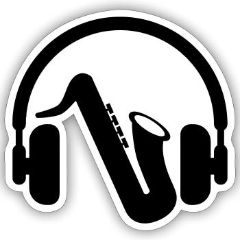 Saxophone Saxophoniste Musique Musicien Concert - Sticker taille S (10 x 10 cm) - blanc mat - Devant