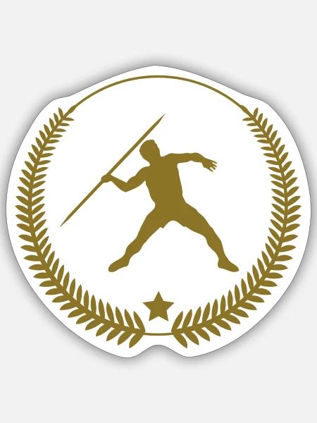 Speerwurf / Diskuswurf / Kugelstoßen / Hammerwurf - Sticker Größe S (10 x 10 cm) - Mattweiß