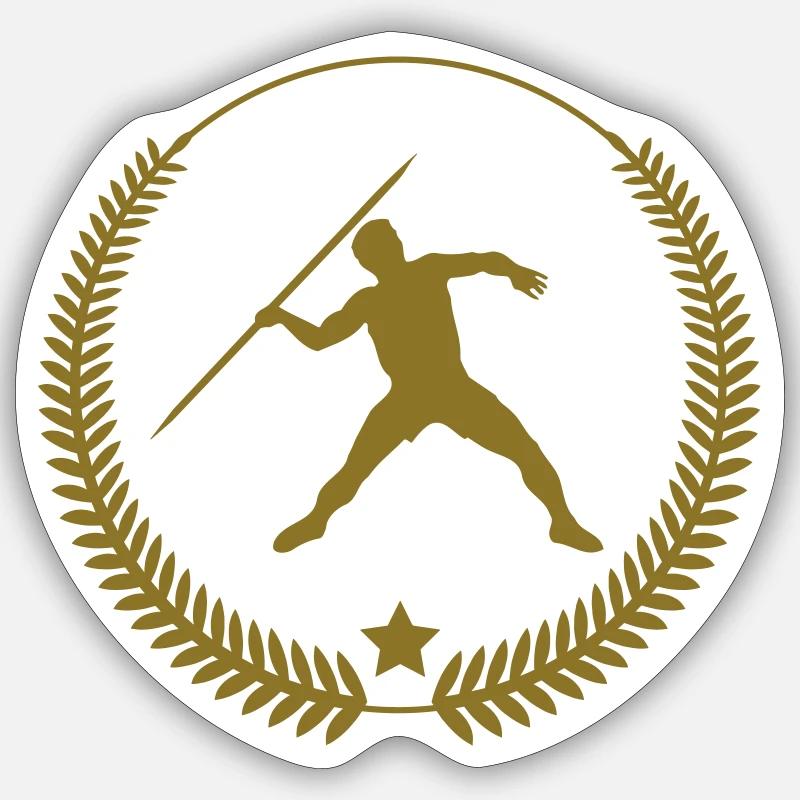 Speerwurf / Diskuswurf / Kugelstoßen / Hammerwurf - Sticker Größe S (10 x 10 cm) - Mattweiß