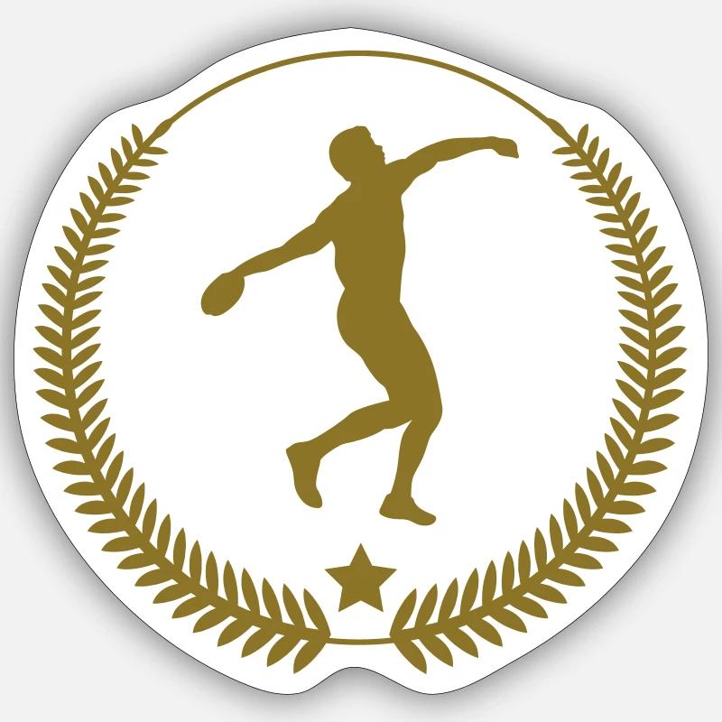 Lancer de Disque / Poids / Javelot / Marteau - Sticker taille S (10 x 10 cm) - blanc mat