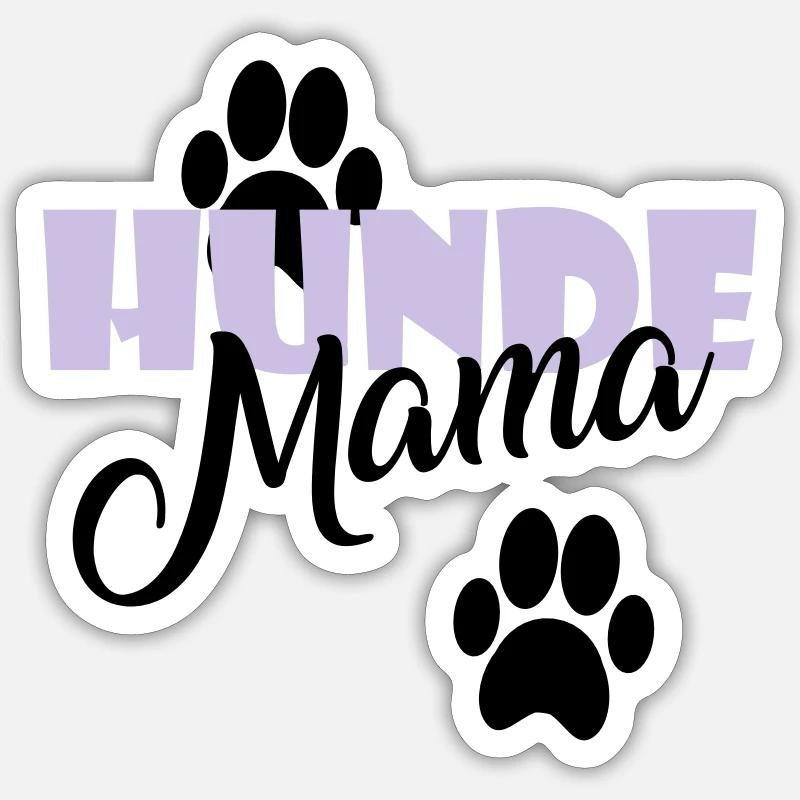 Hunde Mama | Pfote Katze Geschenk Weihnachten - Sticker Größe S (10 x 10 cm) - Mattweiß