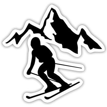 ski alpin wintersport - Sticker Größe S (10 x 10 cm) - Mattweiß - Vorne