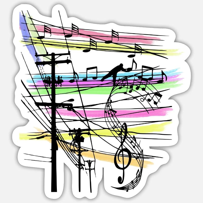 Notes de musique - Sticker taille S (10 x 10 cm) - blanc mat